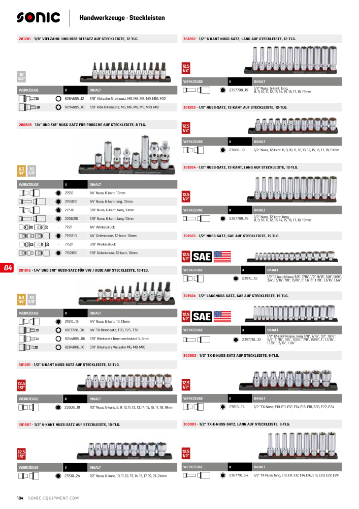 Sonic Equipment Hauptkatalog Werkzeugwagen NO.: 134 - Page 186