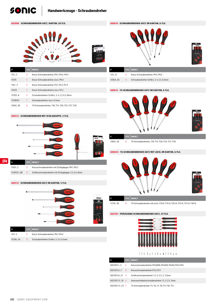 Sonic Equipment Hauptkatalog Werkzeugwagen NR.: 134 - Seite 214