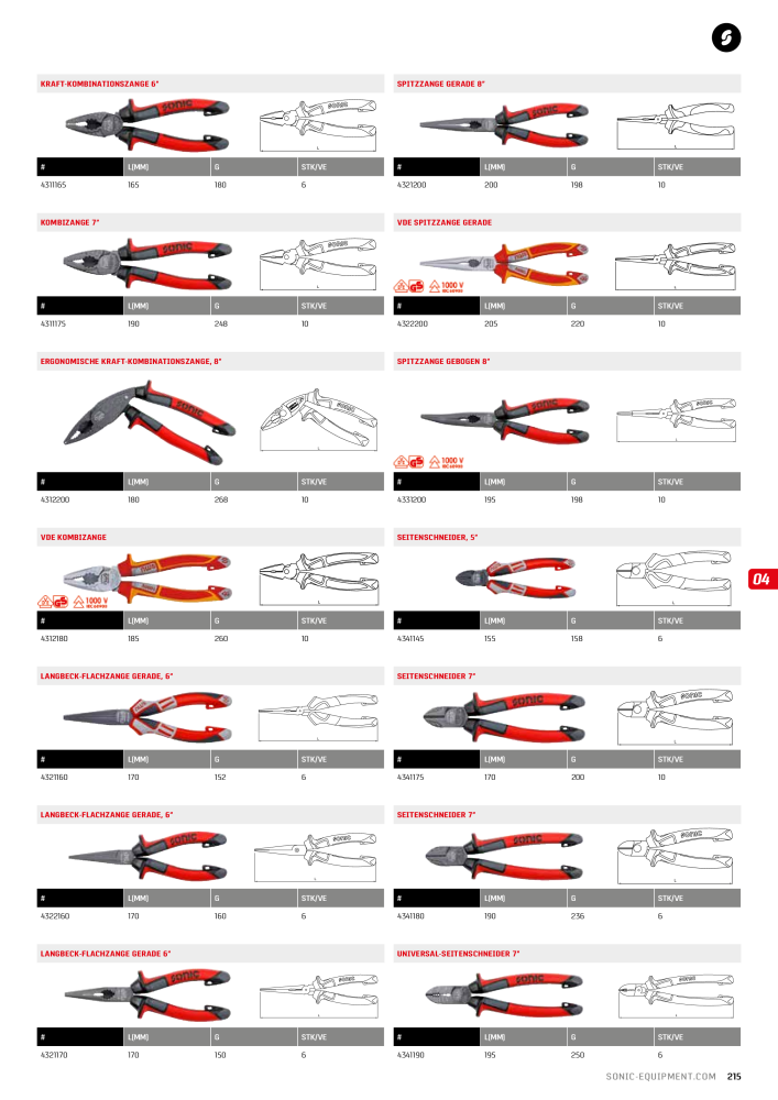 Sonic Equipment Hauptkatalog Werkzeugwagen NR.: 134 - Seite 217