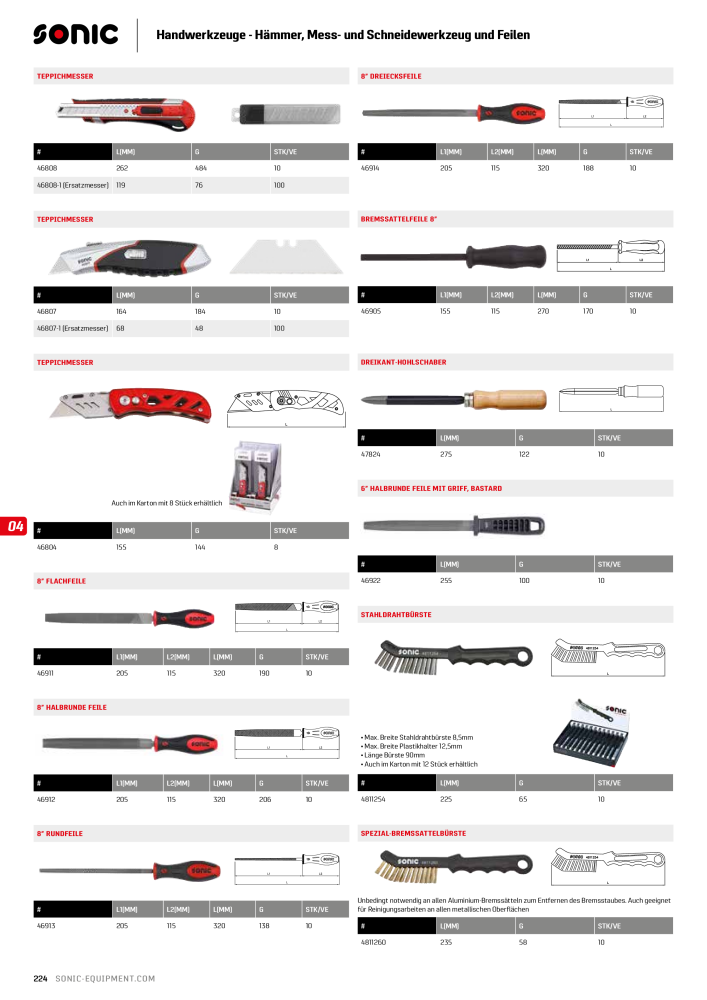 Sonic Equipment Hauptkatalog Werkzeugwagen NR.: 134 - Seite 226