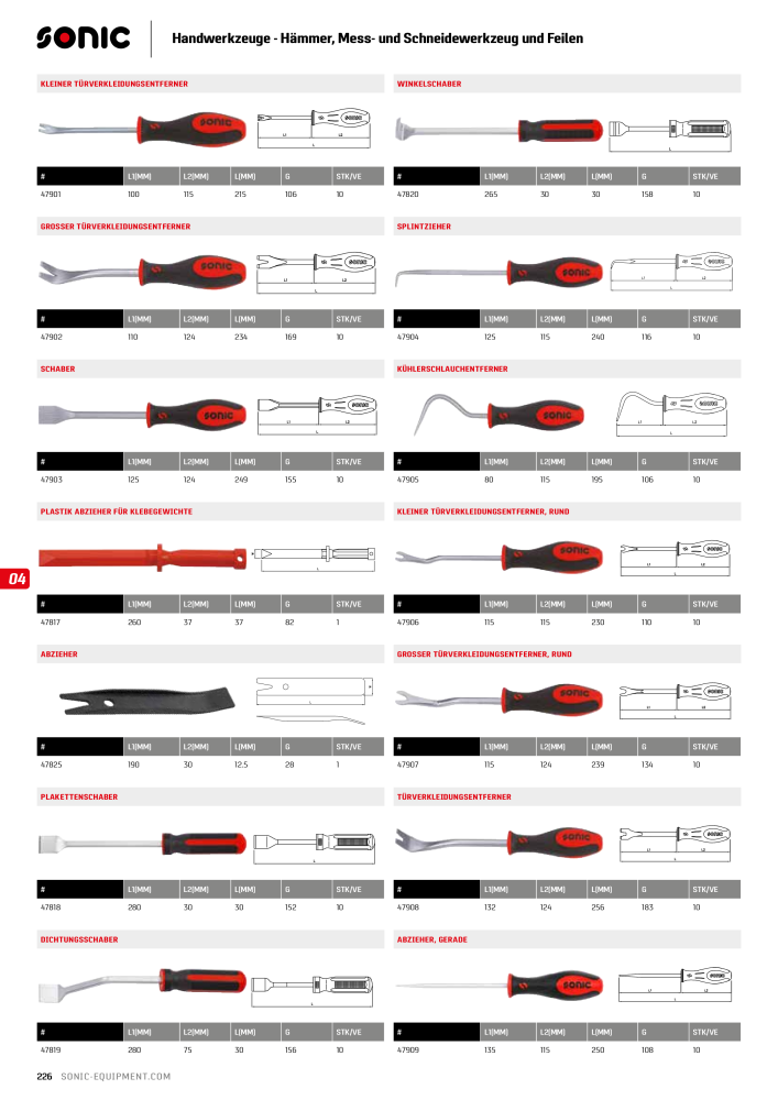 Sonic Equipment Hauptkatalog Werkzeugwagen NR.: 134 - Seite 228