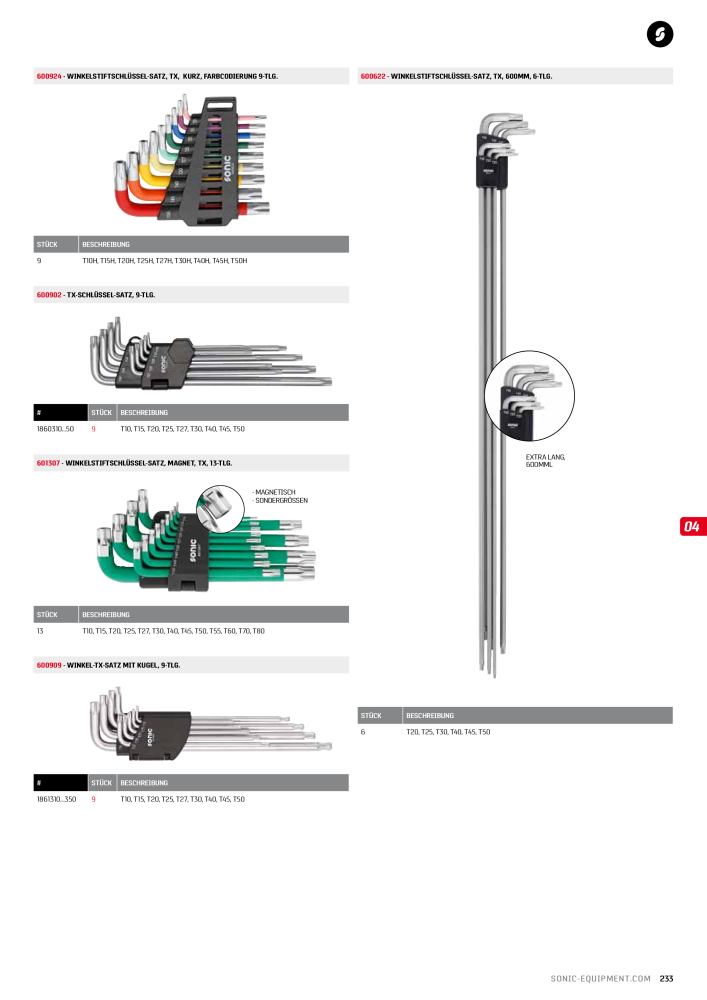 Sonic Equipment Hauptkatalog Werkzeugwagen NR.: 134 - Seite 235