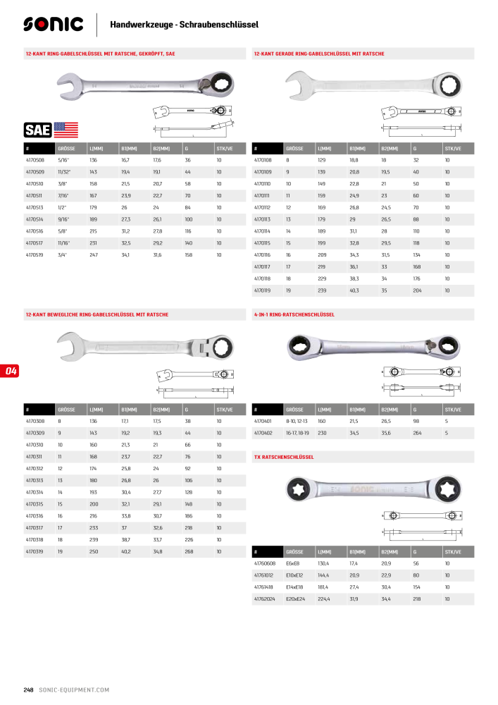 Sonic Equipment Hauptkatalog Werkzeugwagen NR.: 134 - Seite 250