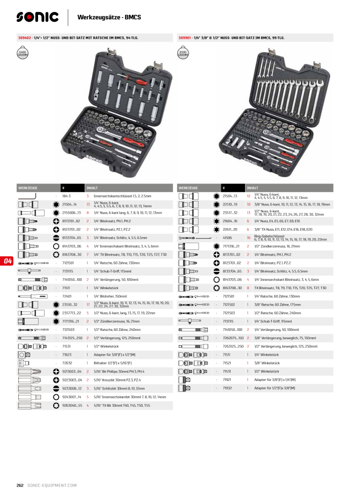 Sonic Equipment Hauptkatalog Werkzeugwagen NO.: 134 - Page 264