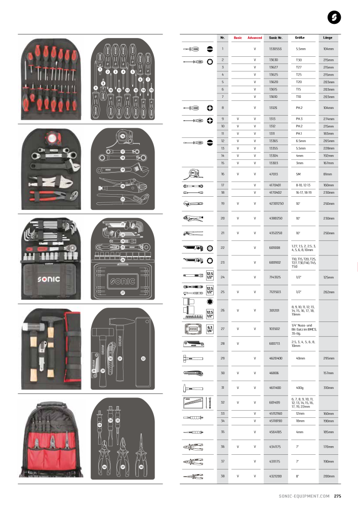 Sonic Equipment Hauptkatalog Werkzeugwagen NR.: 134 - Seite 277