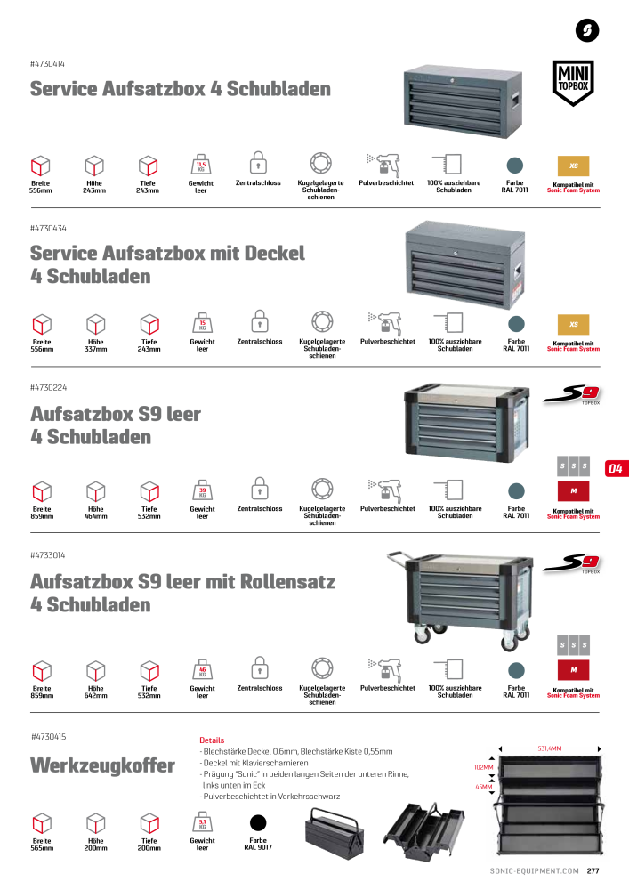 Sonic Equipment Hauptkatalog Werkzeugwagen NR.: 134 - Seite 279