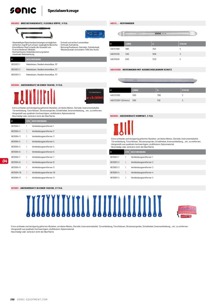 Sonic Equipment Hauptkatalog Werkzeugwagen NR.: 134 - Seite 290