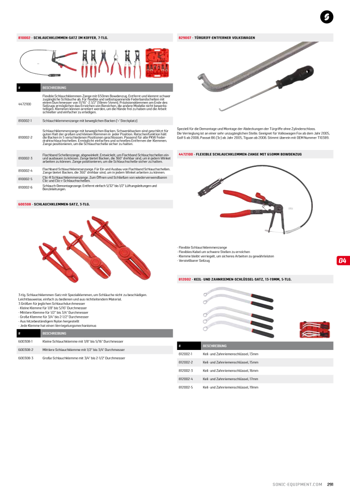 Sonic Equipment Hauptkatalog Werkzeugwagen NR.: 134 - Seite 293