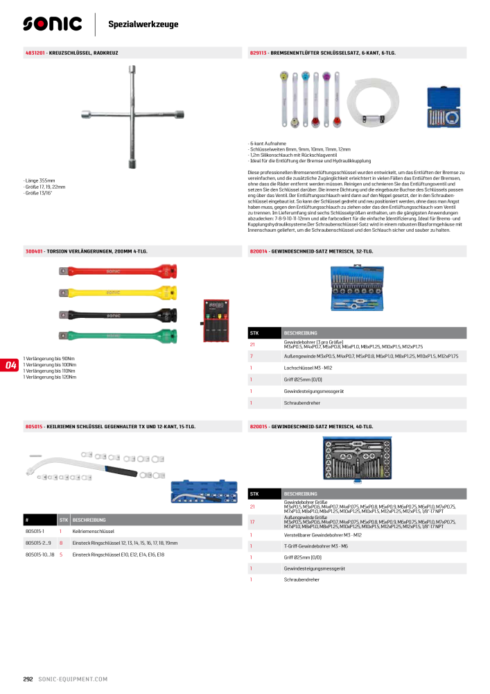 Sonic Equipment Hauptkatalog Werkzeugwagen NR.: 134 - Seite 294