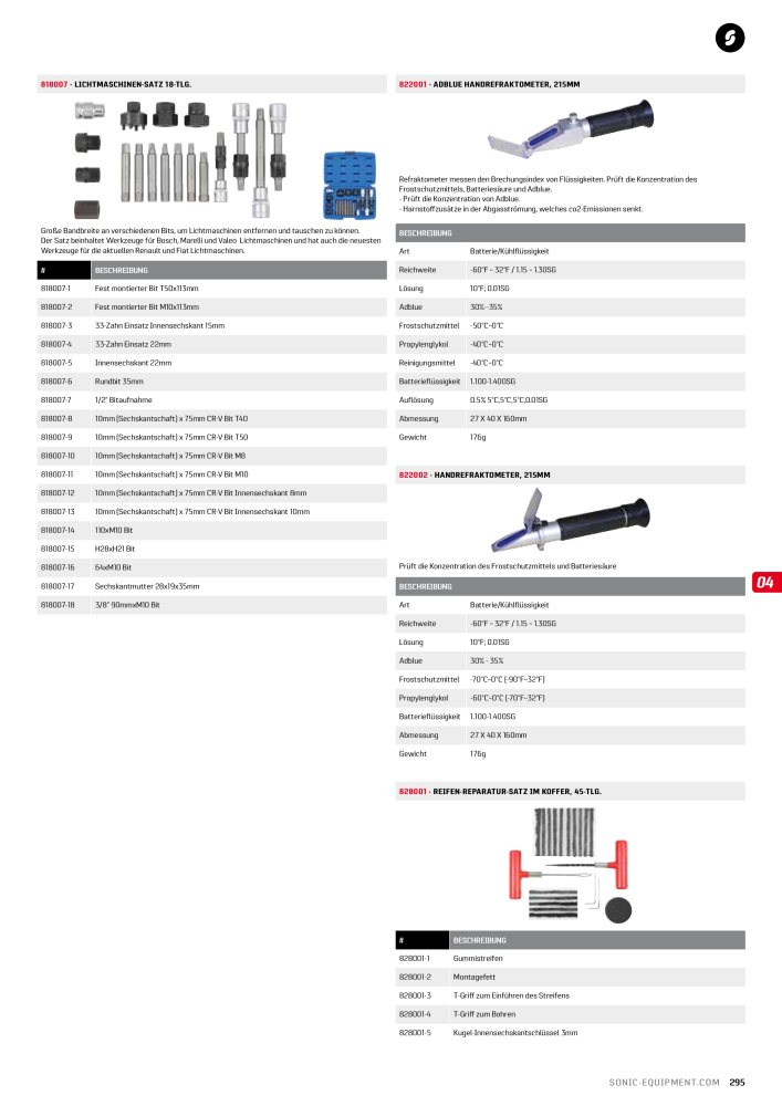 Sonic Equipment Hauptkatalog Werkzeugwagen NO.: 134 - Page 297