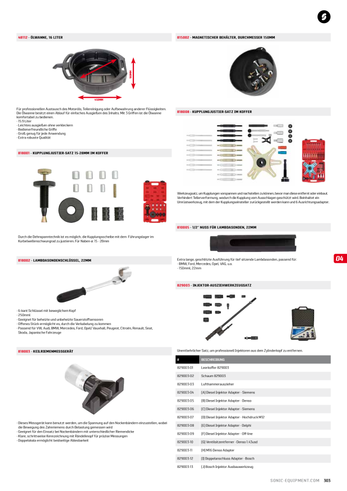 Sonic Equipment Hauptkatalog Werkzeugwagen NR.: 134 - Seite 305