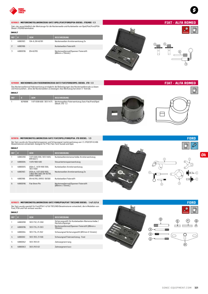 Sonic Equipment Hauptkatalog Werkzeugwagen NR.: 134 - Seite 323