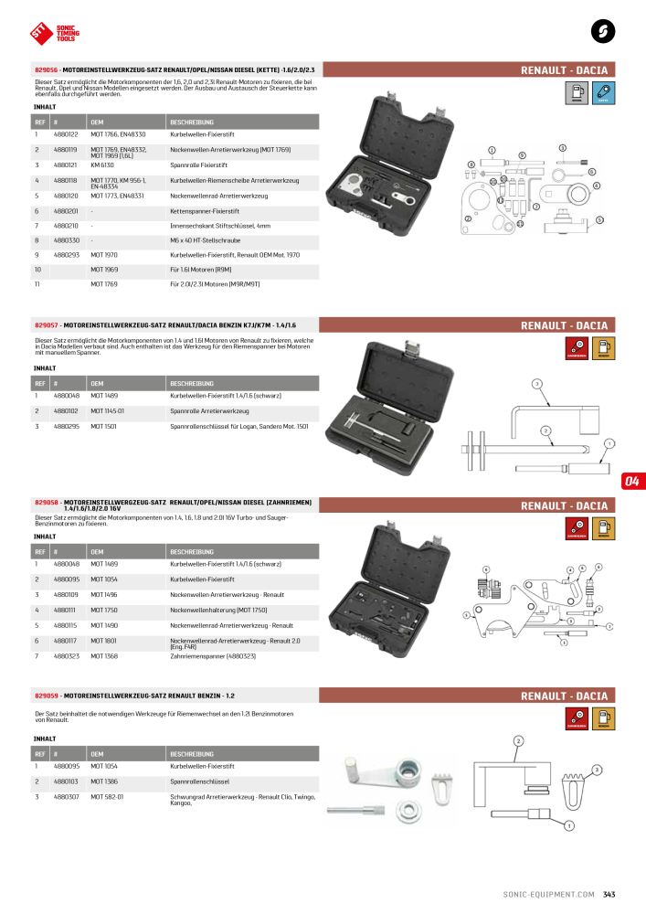 Sonic Equipment Hauptkatalog Werkzeugwagen NR.: 134 - Seite 345