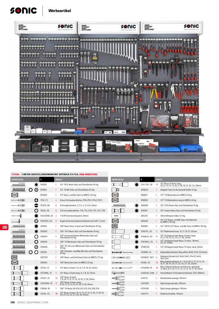 Sonic Equipment Hauptkatalog Werkzeugwagen NR.: 134 - Seite 400