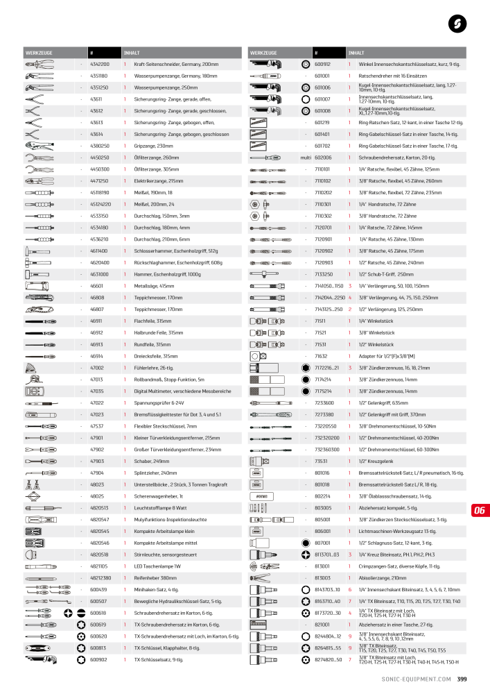 Sonic Equipment Hauptkatalog Werkzeugwagen NO.: 134 - Page 401