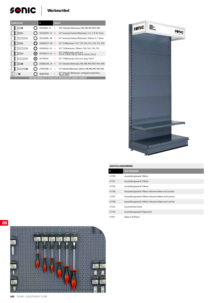 Sonic Equipment Hauptkatalog Werkzeugwagen NR.: 134 - Seite 402