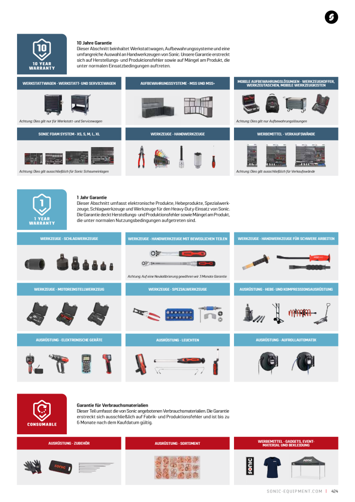 Sonic Equipment Hauptkatalog Werkzeugwagen NO.: 134 - Page 431