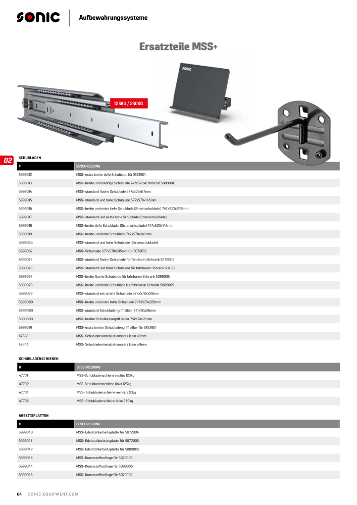 Sonic Equipment Hauptkatalog Werkzeugwagen NR.: 134 - Seite 86