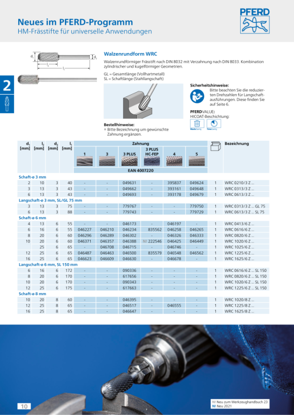 PFERD Hardmetalen frees B 1230/6 Z3 PLUS HC-FEP 21103324