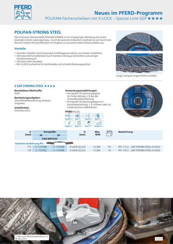 PFERD POLIFAN klepring PFC 115 Z 40 SG POWER STEELOX/X-LOCK 67784116