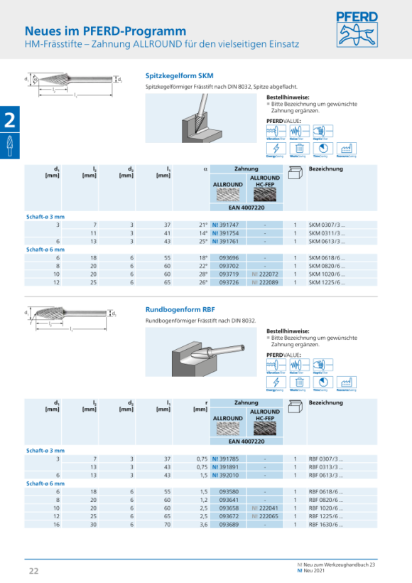 PFERD HM-frees TRE 1220/6 ALLROUND HC-FEP 21001060