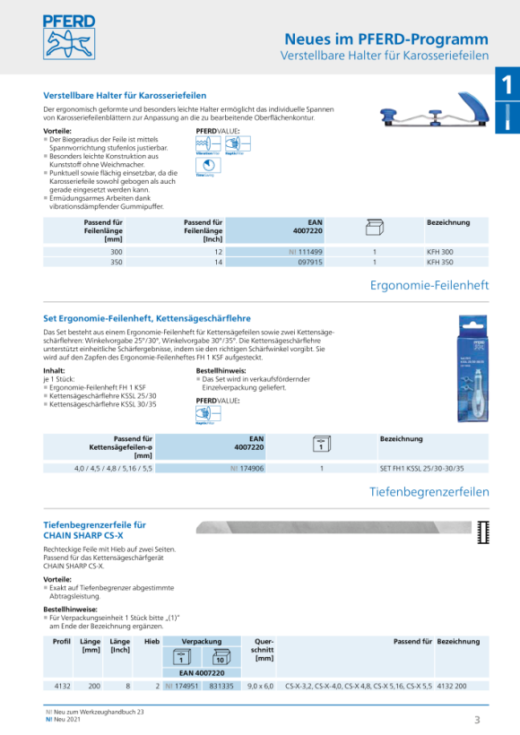 PFERD Set ergonomische vijlhechten, kettingzaagslijpmeter SET FH1 KSSL 25/30-30/35 12600030