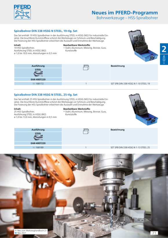 PFERD Spiraalborenset SET SPB DIN 338 HSSG N 1-13 STAAL 25 25203702