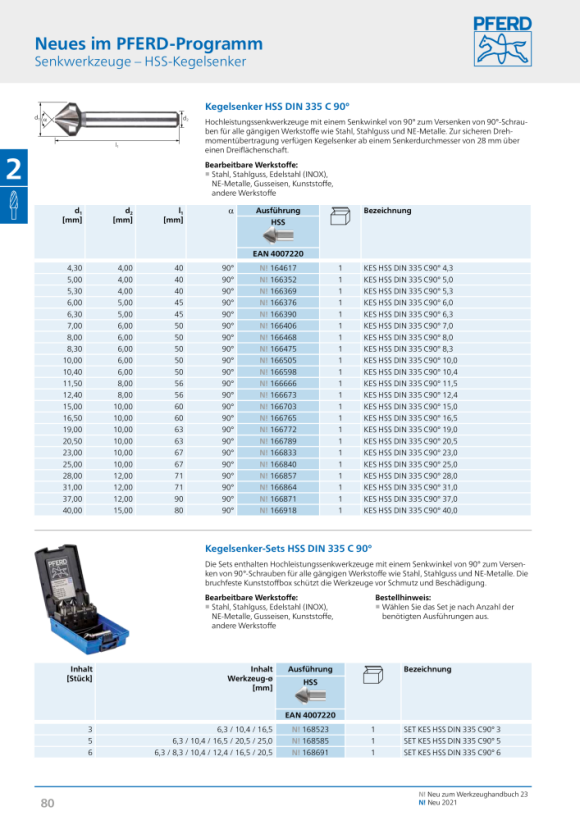 PFERD HSS verzinkboor KES HSS DIN 335 C90° 7.0 25202105