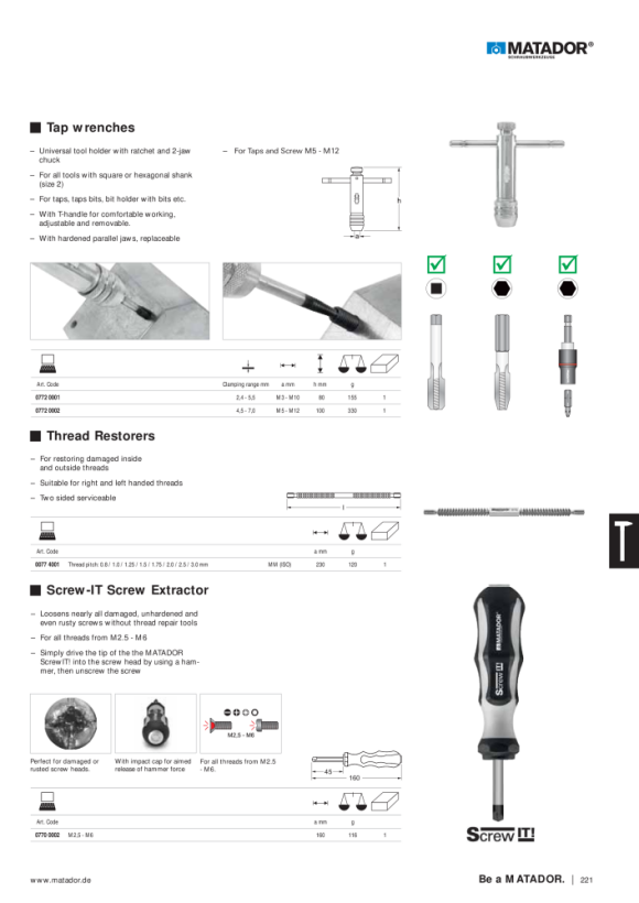 MATADOR Thread Restorers (ISO) 230mm 0077 4001