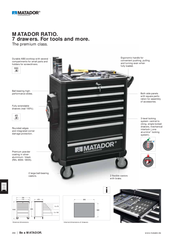 MATADOR RATIO Workshop Trolley, empty 8 drawers 1030x470x785mm 8163 0030