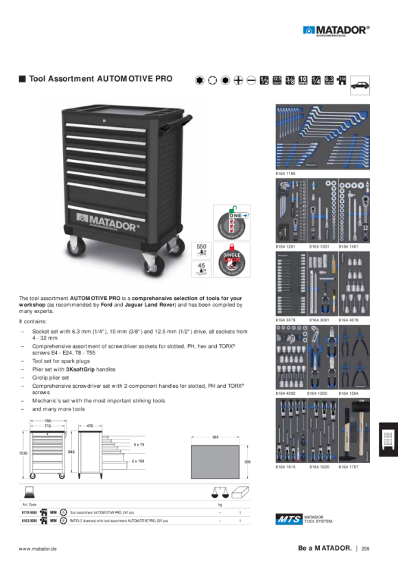 MATADOR RATIO 7S with Tool Assortment AUTOM. PRO, 297 pcs 6M (297) 8163 9580