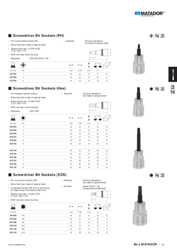 MATADOR Bit Socket 10 (3/8) 6x92 3078 1060