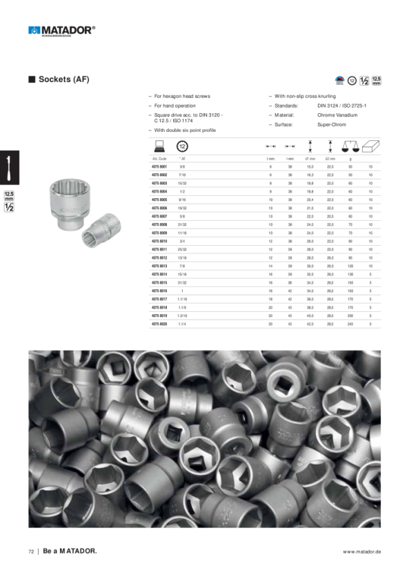 MATADOR Socket, 6 pt. 12,5 (1/2) 16mm 4081 0161