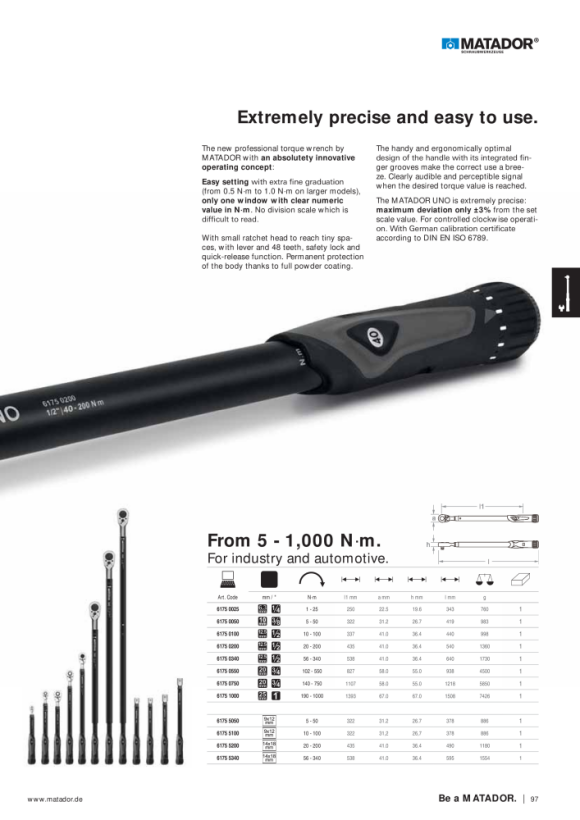 MATADOR Torque Wrench UNO 20(3/4): 110 - 550Nm 6175 0550