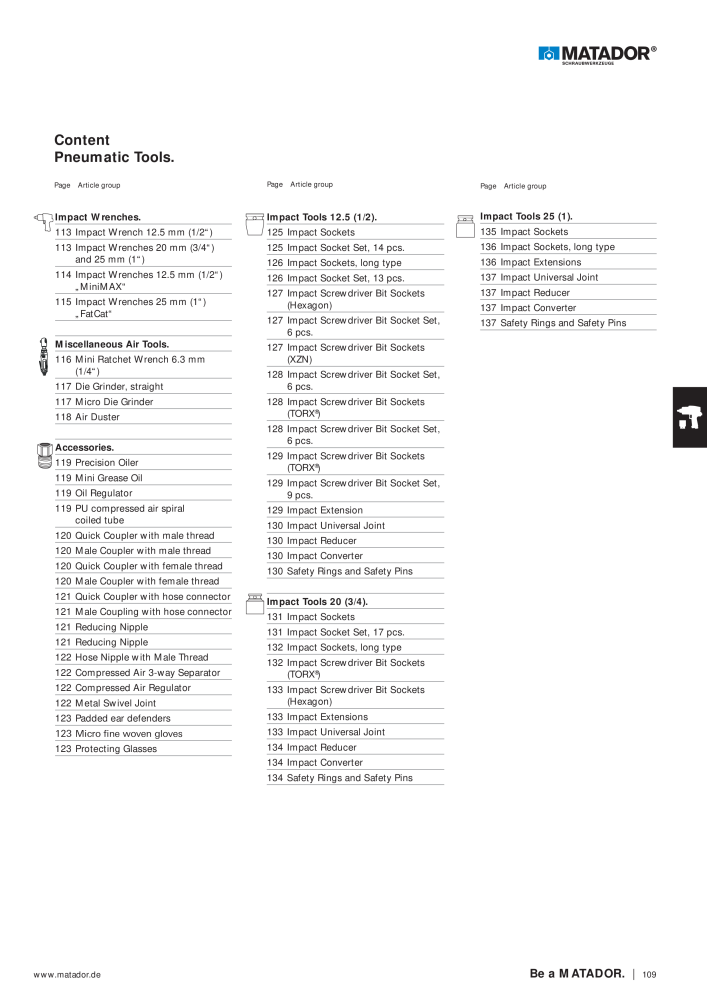 Matador Tool Catalogue NO.: 149 - Page 109