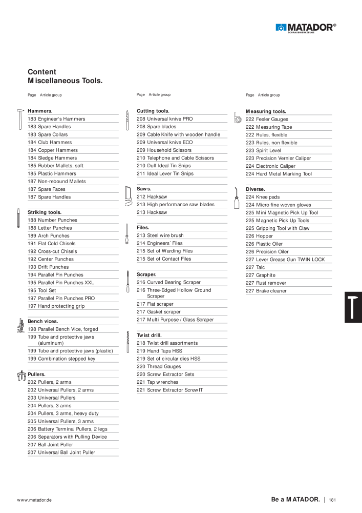 Matador Tool Catalogue NR.: 149 - Seite 181