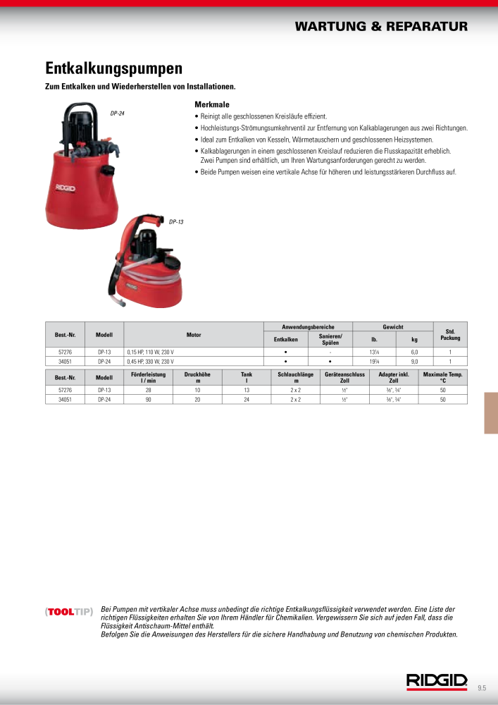 RIDGID Hauptkatalog Hand- und Elektrowerkzeuge NR.: 1750 - Seite 137