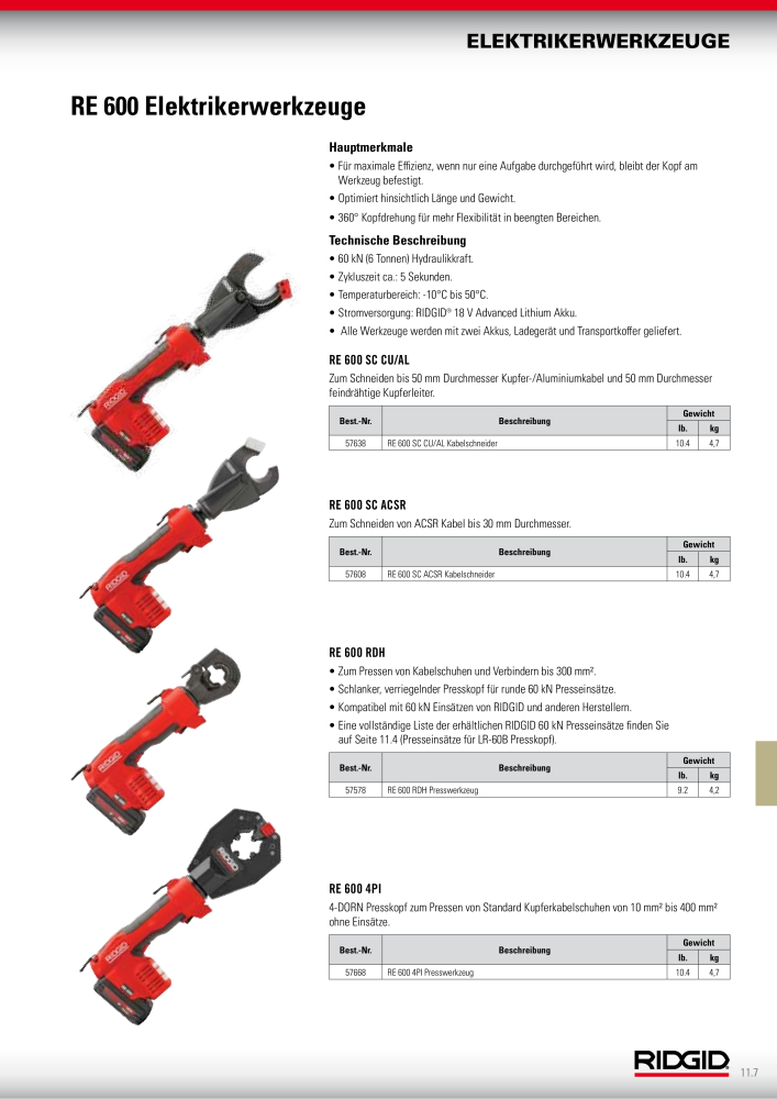 RIDGID Hauptkatalog Hand- und Elektrowerkzeuge NR.: 1750 - Seite 157