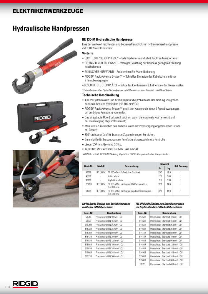 RIDGID Hauptkatalog Hand- und Elektrowerkzeuge NR.: 1750 - Seite 158