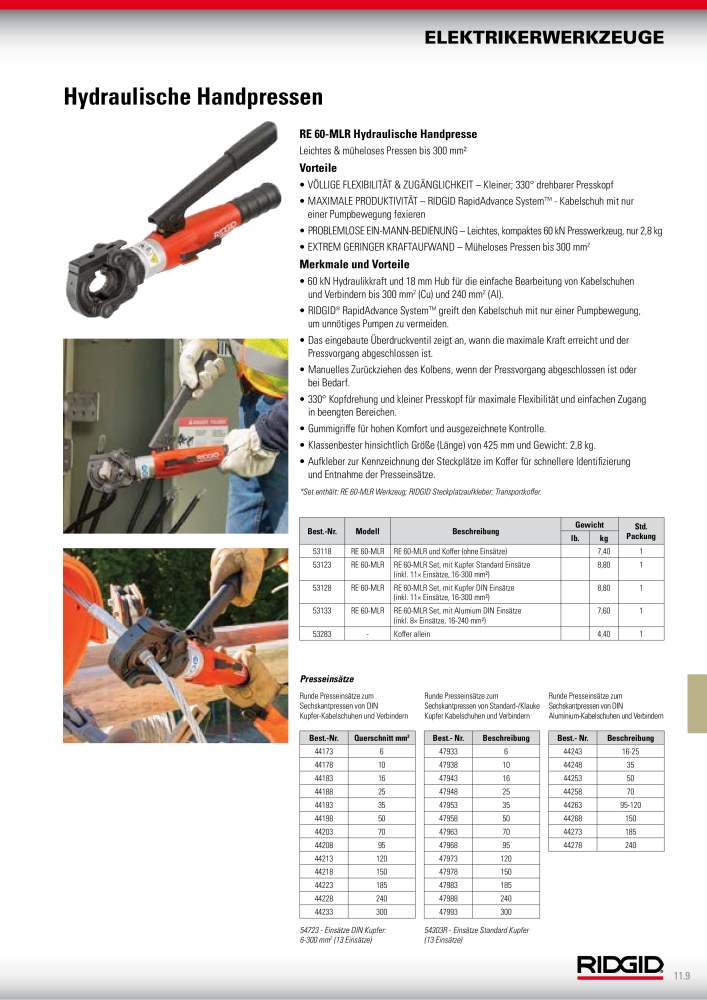 RIDGID Hauptkatalog Hand- und Elektrowerkzeuge NR.: 1750 - Seite 159