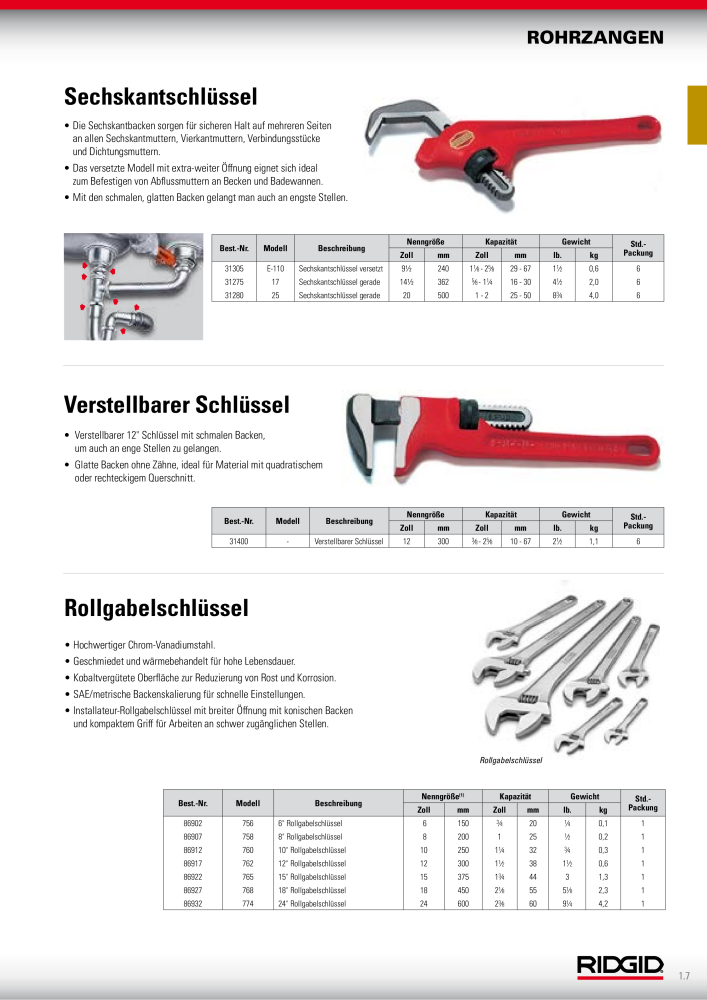 RIDGID Hauptkatalog Hand- und Elektrowerkzeuge NR.: 1750 - Seite 19