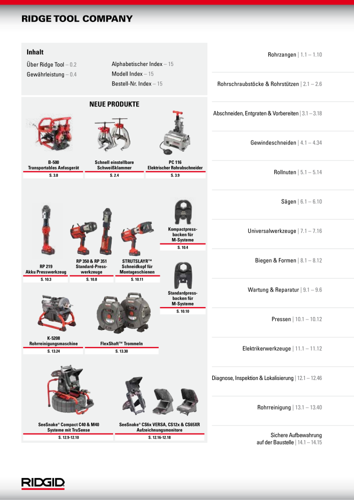 RIDGID Hauptkatalog Hand- und Elektrowerkzeuge NR.: 1750 - Seite 2