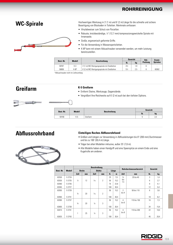 RIDGID Hauptkatalog Hand- und Elektrowerkzeuge NR.: 1750 - Seite 213