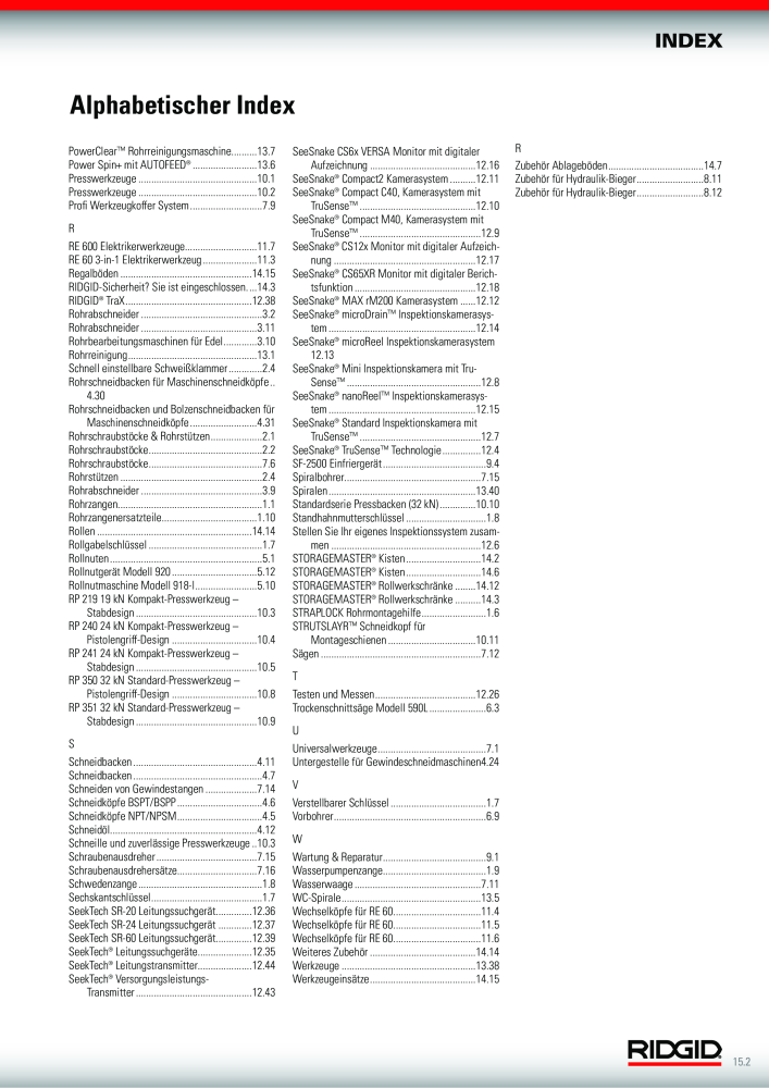 RIDGID Hauptkatalog Hand- und Elektrowerkzeuge NR.: 1750 - Seite 265