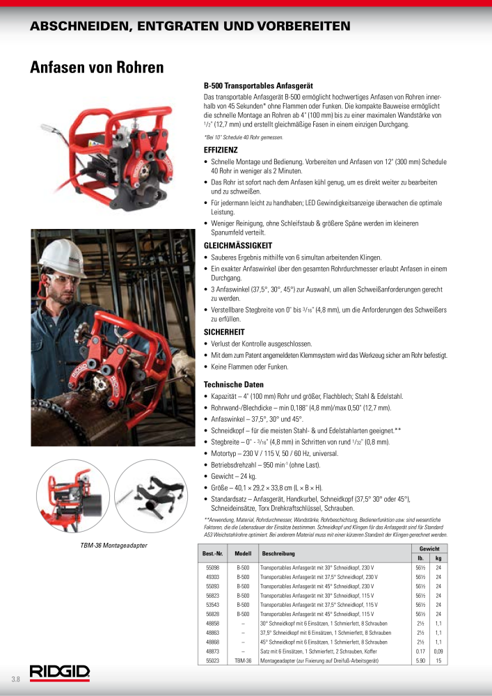 RIDGID Hauptkatalog Hand- und Elektrowerkzeuge NR.: 1750 - Seite 36