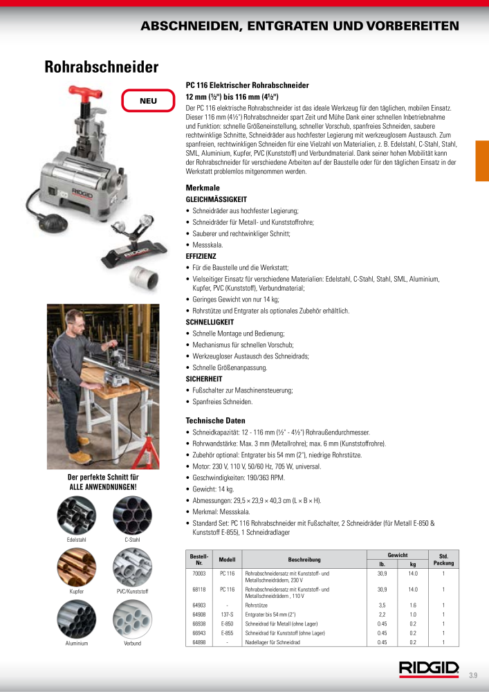 RIDGID Hauptkatalog Hand- und Elektrowerkzeuge NR.: 1750 - Seite 37