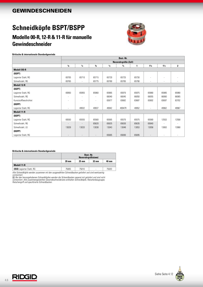 RIDGID Hauptkatalog Hand- und Elektrowerkzeuge NR.: 1750 - Seite 52