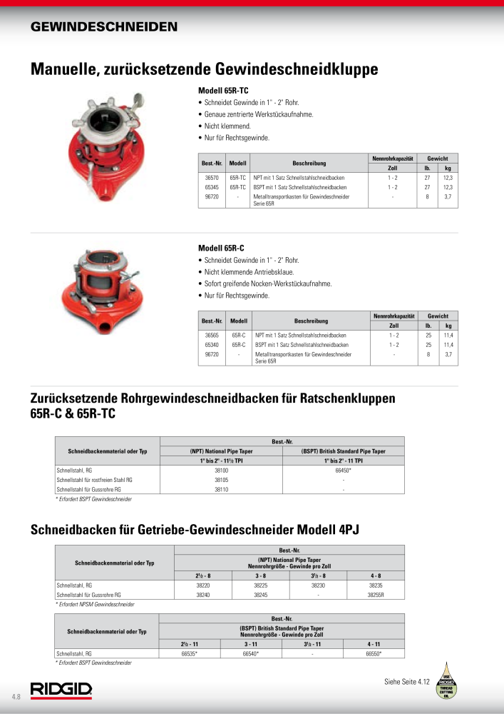 RIDGID Hauptkatalog Hand- und Elektrowerkzeuge NR.: 1750 - Seite 54