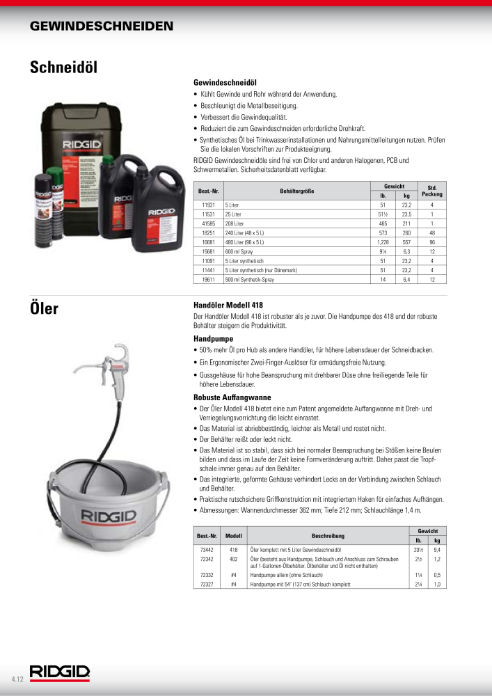 RIDGID Hauptkatalog Hand- und Elektrowerkzeuge NR.: 1750 - Seite 58