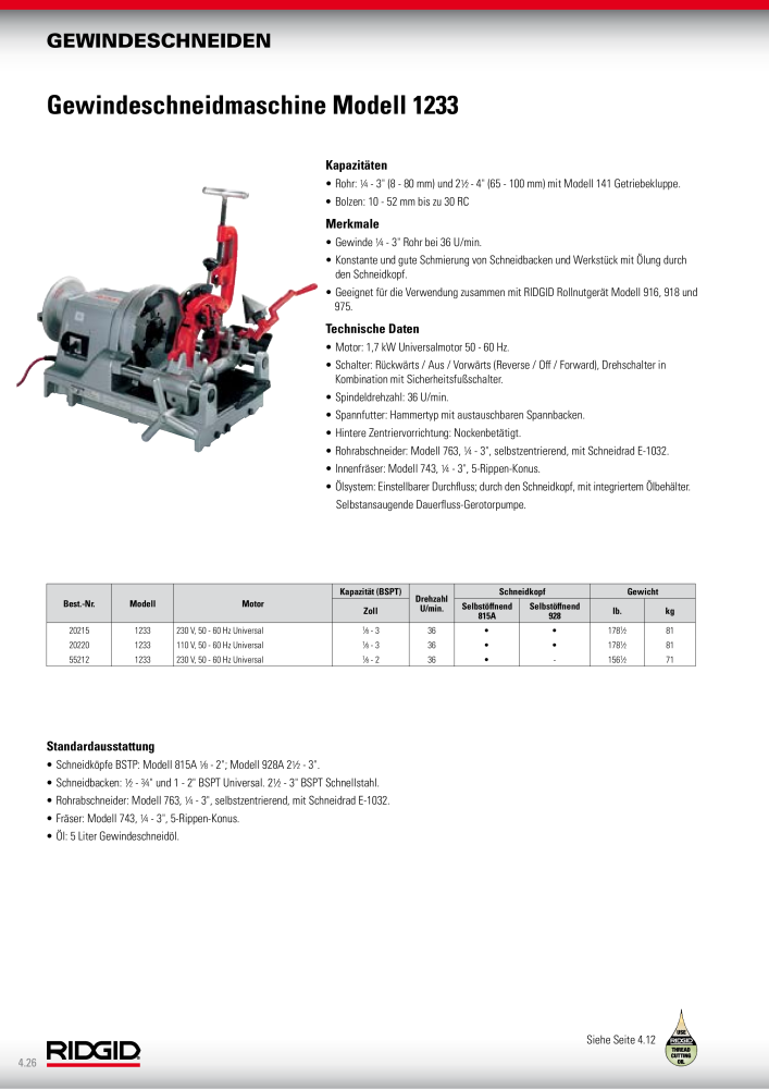 RIDGID Hauptkatalog Hand- und Elektrowerkzeuge NR.: 1750 - Seite 72